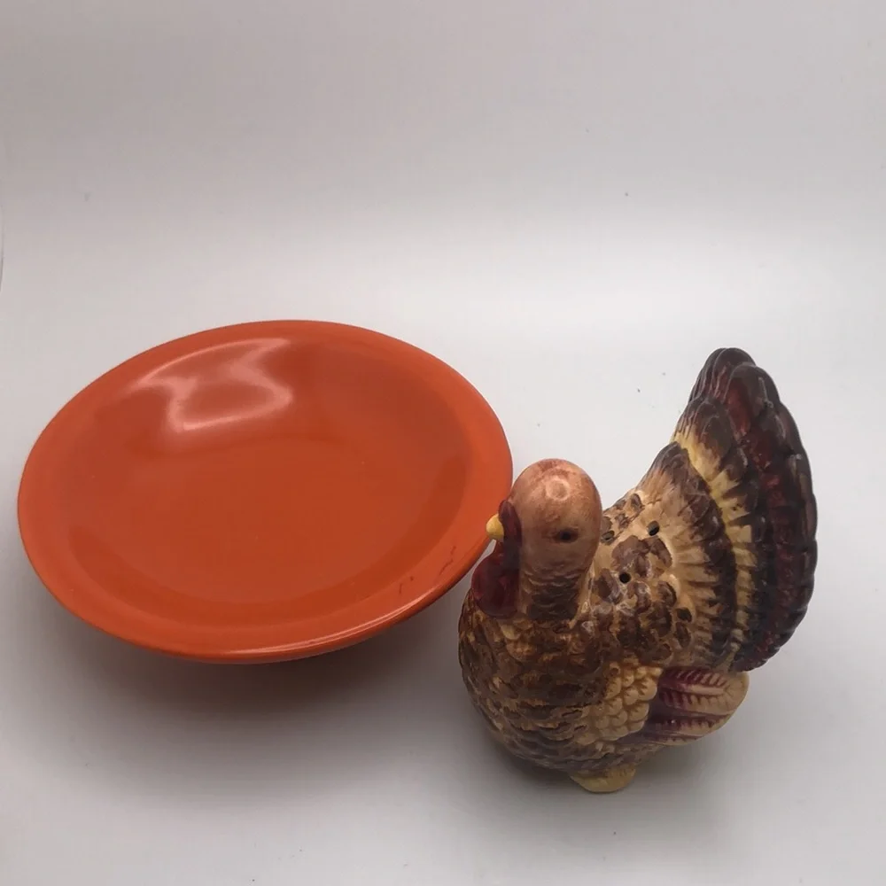 Cute Turkey on Platter Salt Shaker Crate&Barrel